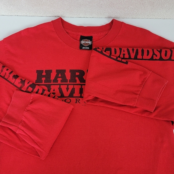 Harley Davidson Red/Black Long Sleeve El Paso TX Motorcycle Graphic T-Shirt Sz L - Picture 5 of 8